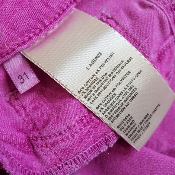 L'Agence Margot High Rise Crop Hot Pink Posey Skinny Jeans - Picture 8 of 8